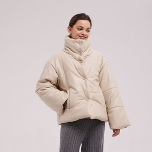 Buttoned Faux Leather Jacket